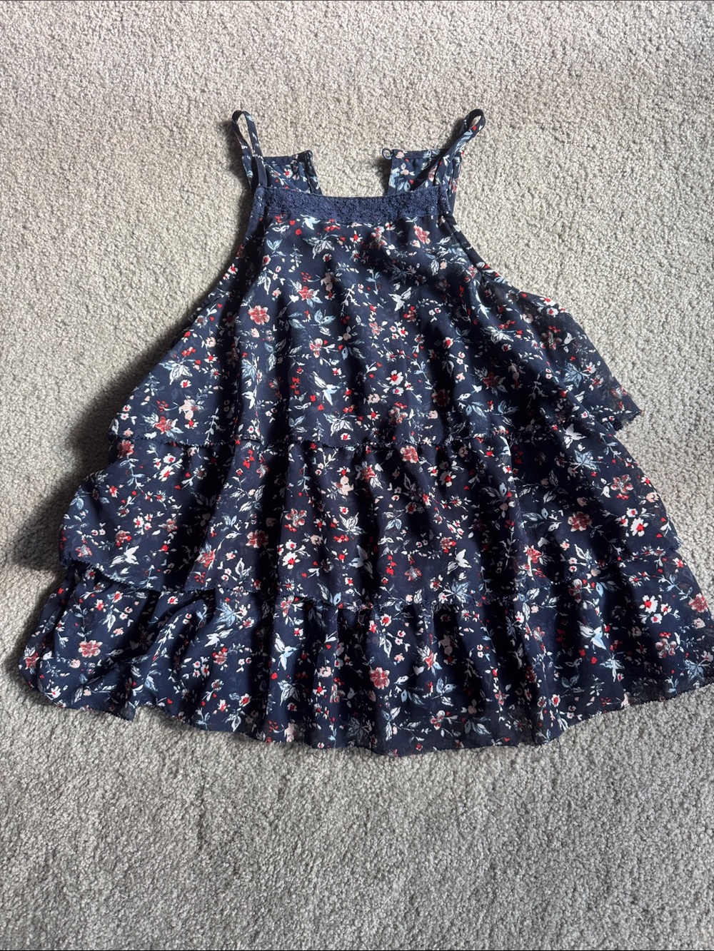 Abercrombie & Fitch Navy Floral Tiered Sundress